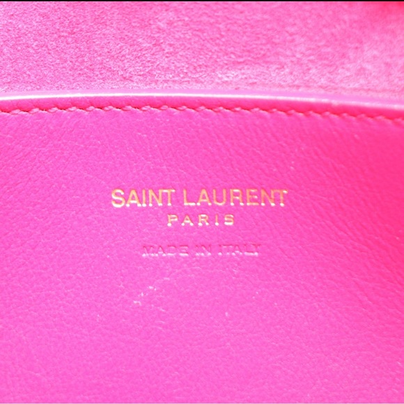 Saint Laurent Monogram Cabas Dark Pink Calfskin Leather Purse YSL Bag - Picture 9 of 16